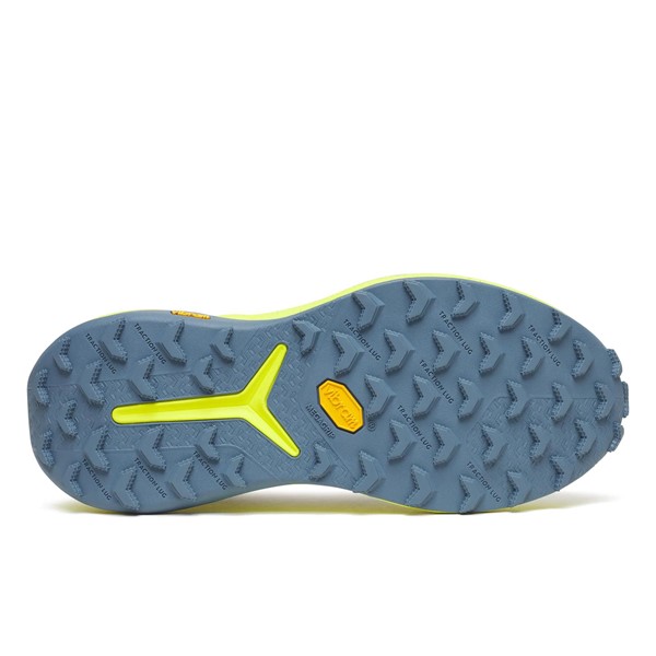Maksimalno blažene ženske trail superge Saucony Xodus Ultra 4 White Citron s podplatom Vibram MegaGrip za dolge teke, ultratrail in zahtevne terene.