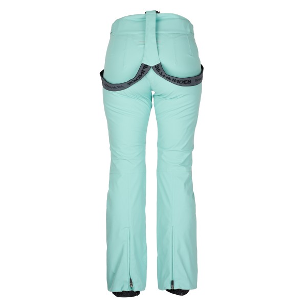 Ženske smučarske hlače so oblikovane s poudarkom na kakovosti, funkcionalnosti in eleganci. Zgornji material je sestavljen iz visoko raztegljive 2-slojne membrane z vrednostmi 10.000 mm H₂O / 10.000 g/m²/24