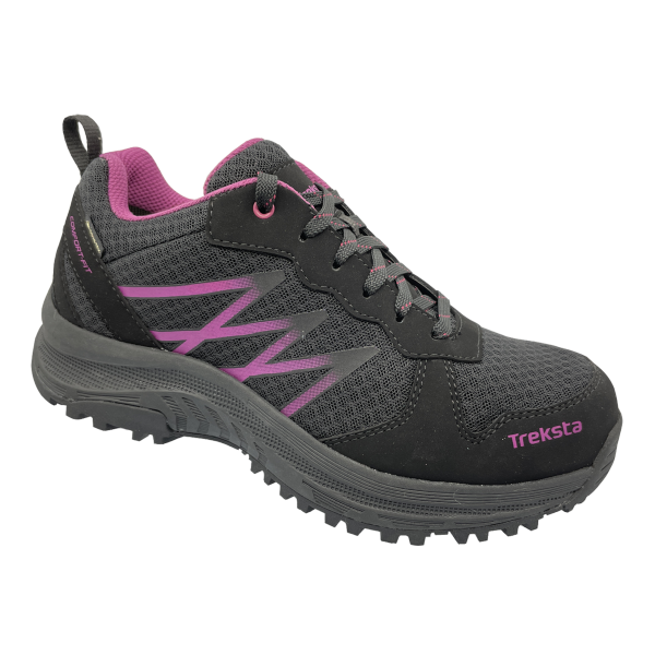 Ženski pohodni čevlji  TREKSTA BREVIK LOW LACE GTX so zasnovani z širšim prileganjem in imajo vodoodporno GORE-TEX membrano, ki ohranja stopala suha v vseh vremenskih razmerah. Čevlji imajo udoben EVA podplat z dobrim blaženjem udarcev.