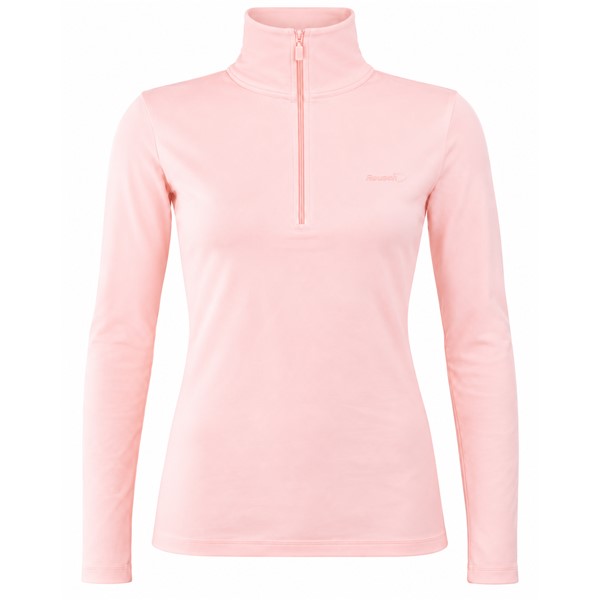Ženski smučarski puli REUSCH PURE POWDER PINK v elegantni pudrasto rožnati barvi. Mehak material iz 95 % bombaža in 5 % elastana, udoben višji ovratnik in praktična sprednja zadrga zagotavljajo prijetno toploto, svobodo gibanja in vsestransko uporabnost pri smučanju ter v prostem času.