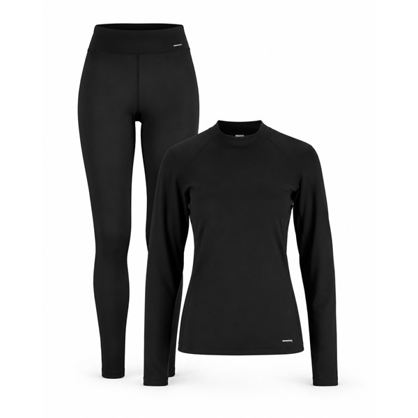 Žensko smučarsko perilo komplet CRAFT CORE BASELAYER BLACK v klasični črni barvi združuje funkcionalno majico z dolgimi rokavi in dolge termo hlače iz mehke rebraste pletenine. Učinkovito odvajanje vlage, termoregulacija in ravni šivi Flatlock zagotavljajo udobje pri smučanju, deskanju na snegu in drugih zimskih športnih aktivnostih.