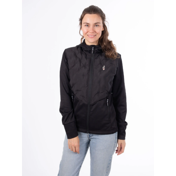 Ženska hibridna jopica AULP VOLTA združuje raztegljive materiale in toplotno varjene prešite dele za optimalno toplino in svobodo gibanja. Z nastavljivo kapuco je idealna za outdoor aktivnosti v hladnejšem vremenu.