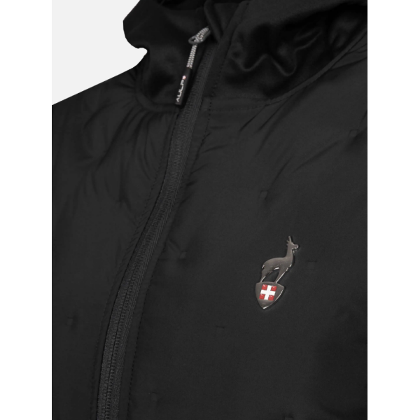 Ženska hibridna jopica AULP VOLTA združuje raztegljive materiale in toplotno varjene prešite dele za optimalno toplino in svobodo gibanja. Z nastavljivo kapuco je idealna za outdoor aktivnosti v hladnejšem vremenu.