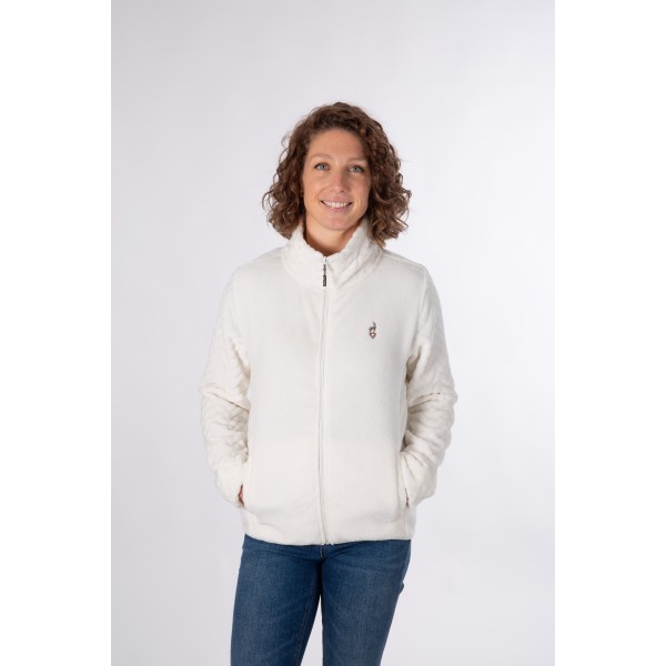 Ženska flis jopica AULP VERIO iz mehkega 100 % poliestra nudi toplino, udobje in zaščito pred vetrom. Idealna za hladne dni ali kot srednji sloj pod jakno.