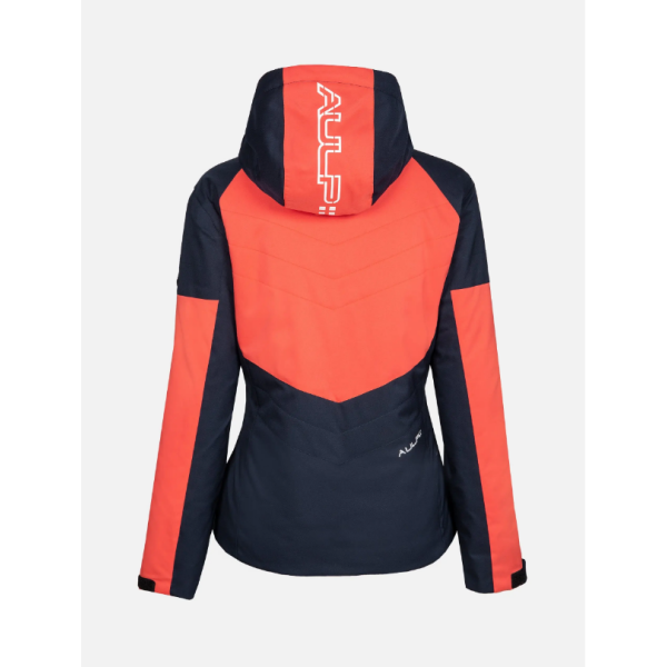 Ženska smučarska jakna AULP SOFIA GRENADINE združuje eleganten slim fit kroj in zanesljivo 10K/10K zaščito pred snegom in vetrom. Snemljiva kapuca, Lycra manšete in snežni pas za popolno udobje na smučišču.