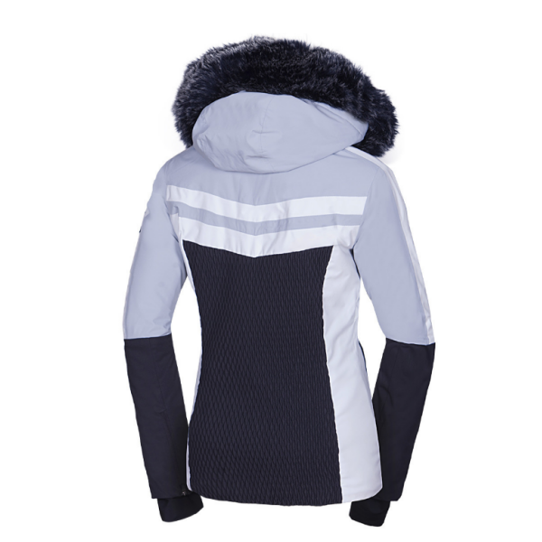 Ženska smučarska jakna NORTHFINDER BRANDI združuje moden videz, 10K/10K vodoodporno zaščito in toplo sintetično izolacijo. Snežni pas, PFC-free obdelava in snemljiva kapuca s krznom za brezskrbno smučanje v vseh razmerah.