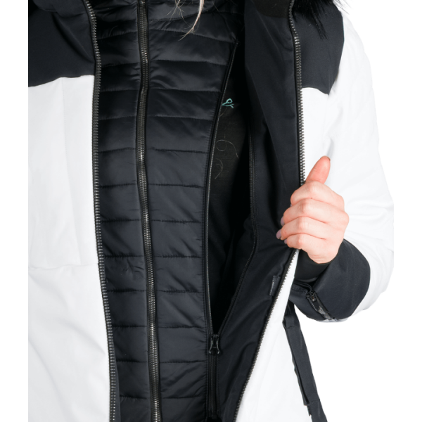 Odkrij žensko smučarsko jakno NORTHFINDER TAYLER – 2-v-1 model z vodoodporno membrano, snemljivo notranjo podlogo, snežnim pasom in kapuco z odstranljivim krznom. Idealen za smučanje in zimske aktivnosti!