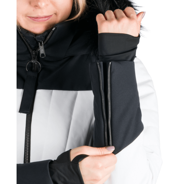 Odkrij žensko smučarsko jakno NORTHFINDER TAYLER – 2-v-1 model z vodoodporno membrano, snemljivo notranjo podlogo, snežnim pasom in kapuco z odstranljivim krznom. Idealen za smučanje in zimske aktivnosti!