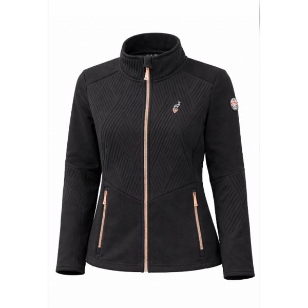 Ženska smučarska jopica AULP BATIK iz mehkega žakardnega pletiva nudi toplino, udobje in eleganten videz. Popolna kot midlayer pod smučarsko jakno ali za sproščene dni v hladnejšem vremenu.