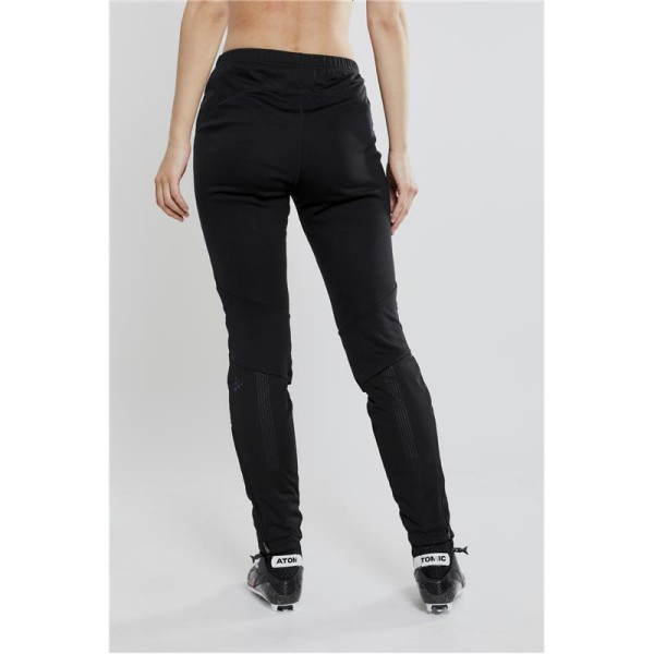 Women's long winter leggings CRAFT ADV NORDIC TRAINING are warm and stretchy leggings designed for cross-country skiers who ski in all conditions and need good protection against cold, wind, and water, while also ensuring optimal moisture transfer outward.