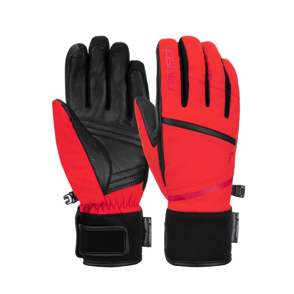 The Reusch Tessa Stormbloxx™ Fire Red women's ski gloves are an excellent combination of comfort and exceptional design. These extra warm and waterproof gloves