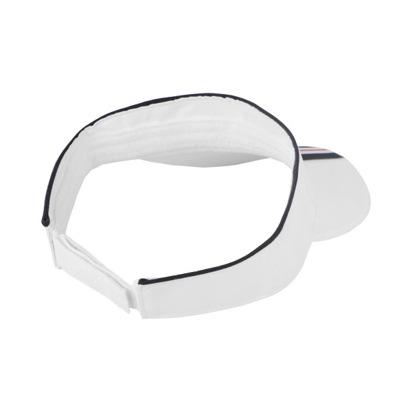 Odličen vizualni dodatek k vaši teniški ali golf opremi in hkrati zelo uporaben za zaščito pred sončnimi žarki.
V trak iz tkanine je integriran trak za sranje, ki ga je mogoče individualno prilagoditi na zadnji strani, tako da se optimalno prilega.