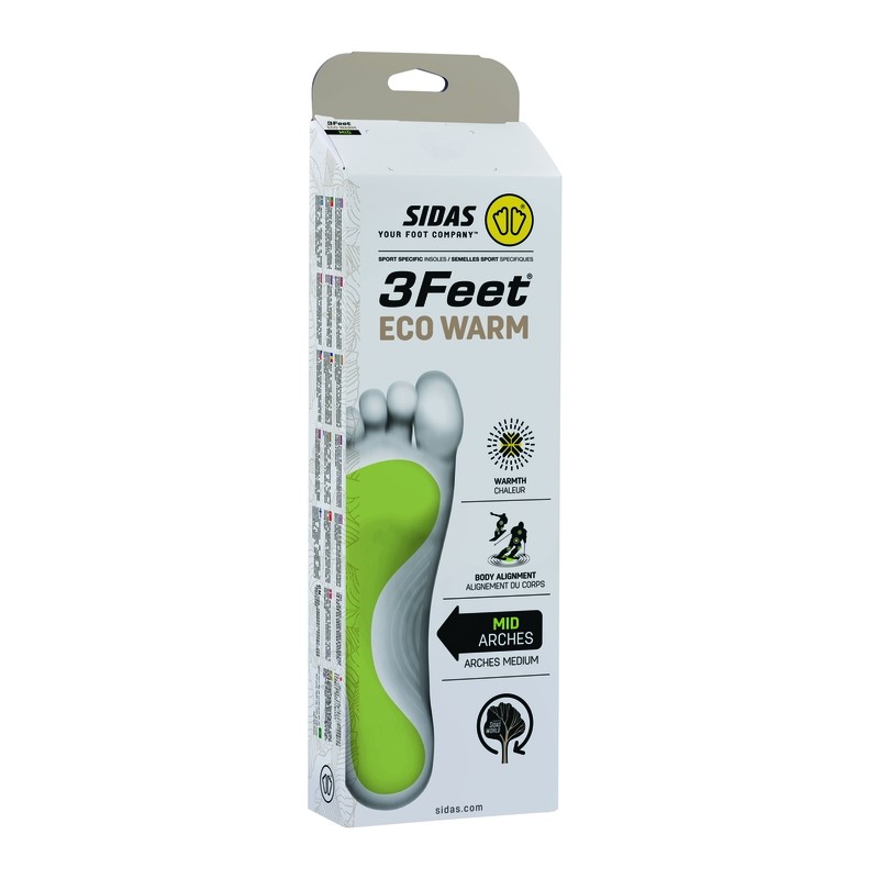 Eko oblikovane anatomskie vložki za smučarske čevlje, prilagojeni vašemu tipu stopala. Sidas je razvil koncept 3 Feet, ki prilagaja način izdelave vložka glede na tri različne tipe stopal z visokim, srednjim in nizkim lokom.