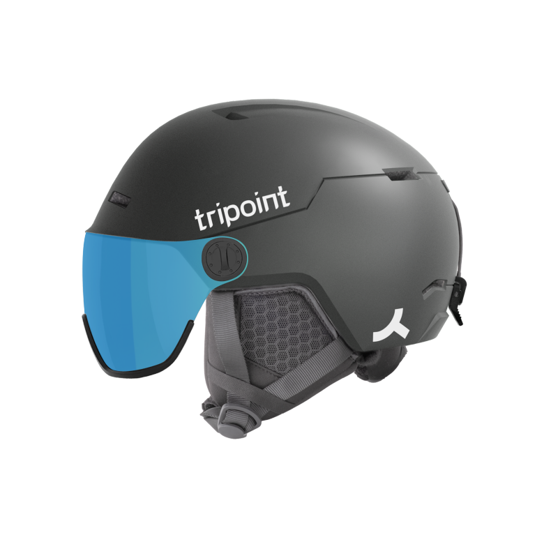 Smučarska čelada TRIPOINT 201 Trdkova z vizirjem, MIPS zaščito in UV400 filtrom. Lahka in udobna čelada, idealna tudi za očala. Varnost EN1077 – AS Sport Outlet.
