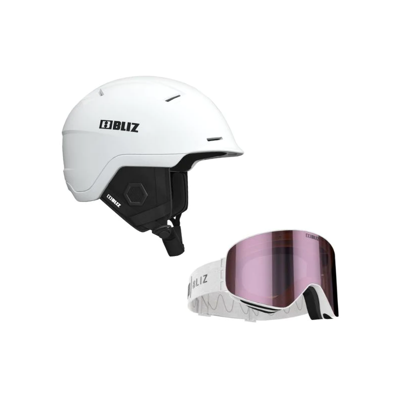 Ski helmet + ski goggles BLIZ PACKAGE WHITE