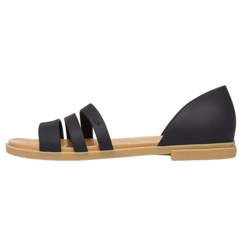 Ženski Crocs Tulum Open Flat W 206109 sandali z elegantnim minimalističnim dizajnom, mehkim Croslite™ podplatom in zračnim odprtim sprednjim delom za poletno udobje.
