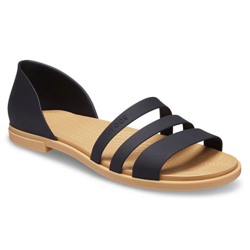 Ženski Crocs Tulum Open Flat W 206109 sandali z elegantnim minimalističnim dizajnom, mehkim Croslite™ podplatom in zračnim odprtim sprednjim delom za poletno udobje.