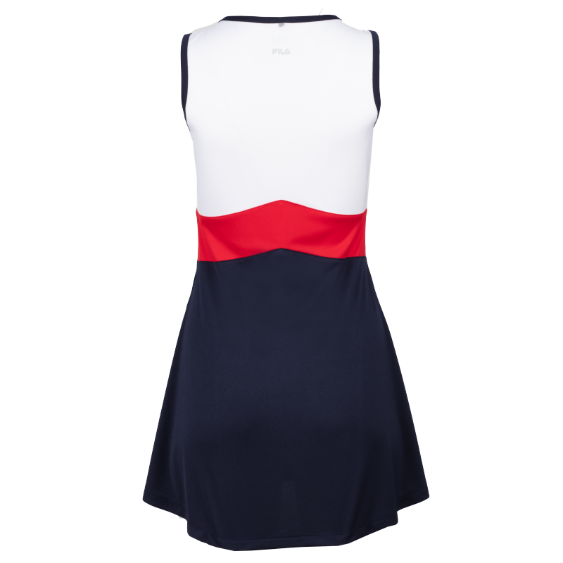 Ženska športna oblekica FILA Dress Gloria White v elegantni beli barvi. Lahka, zračna in udobna oblekica za tenis, padel, golf ter druge športne in rekreativne aktivnosti.