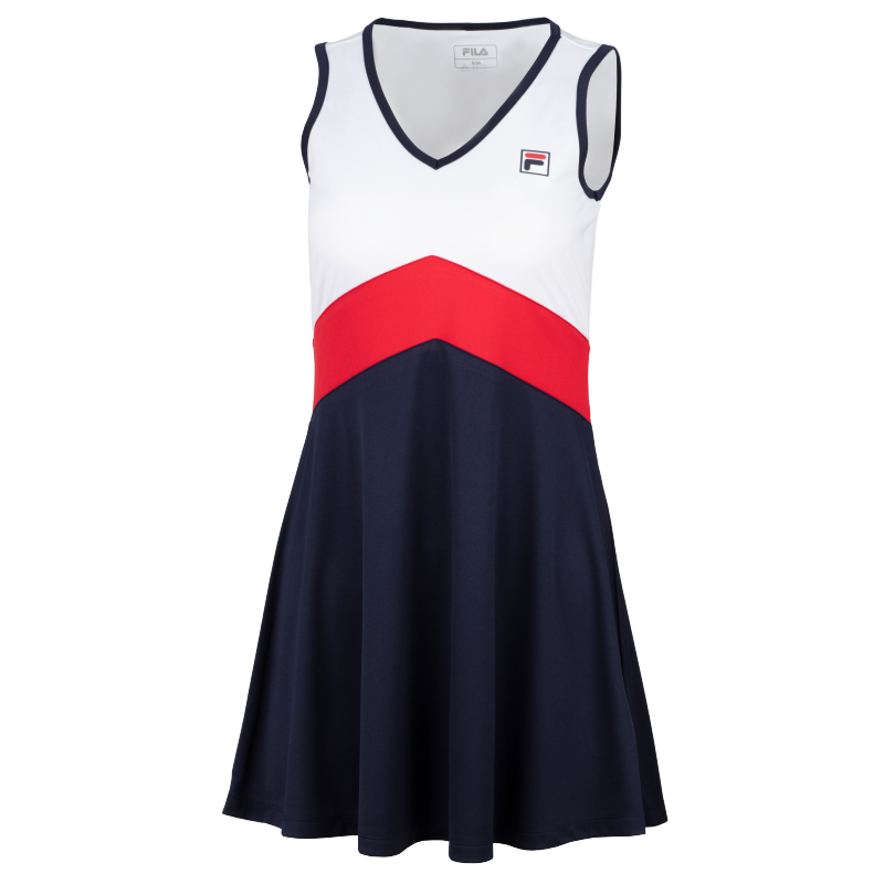 Ženska športna oblekica FILA Dress Gloria White v elegantni beli barvi. Lahka, zračna in udobna oblekica za tenis, padel, golf ter druge športne in rekreativne aktivnosti.