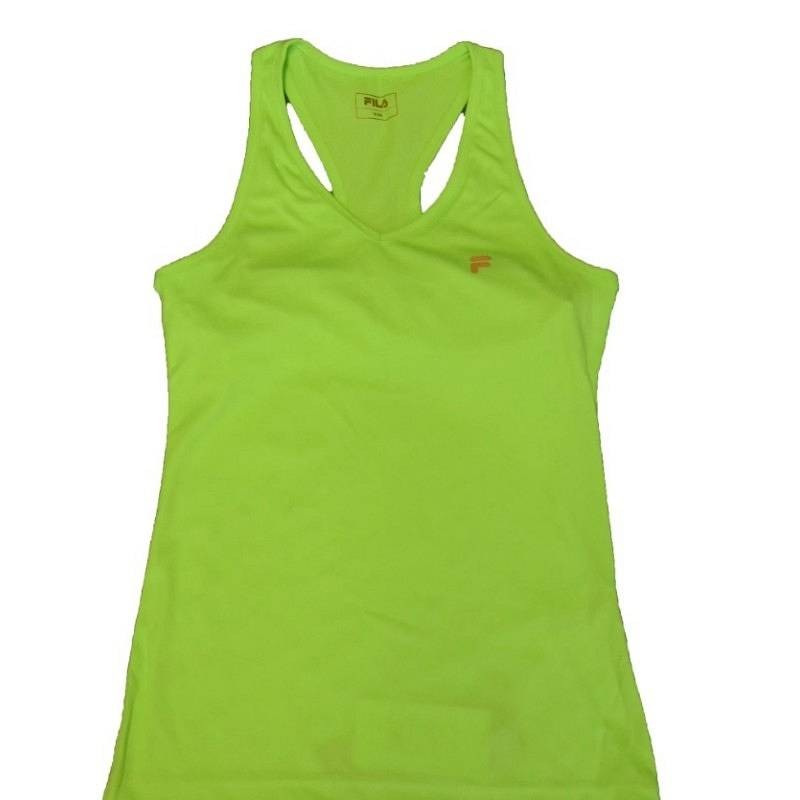 The FILA women's sports shirt with a bra is designed for maximum comfort during tennis and other sports activities. The sleeveless design allows for unrestricted arm movement during play. Made from high-quality material, 100% polyester.
