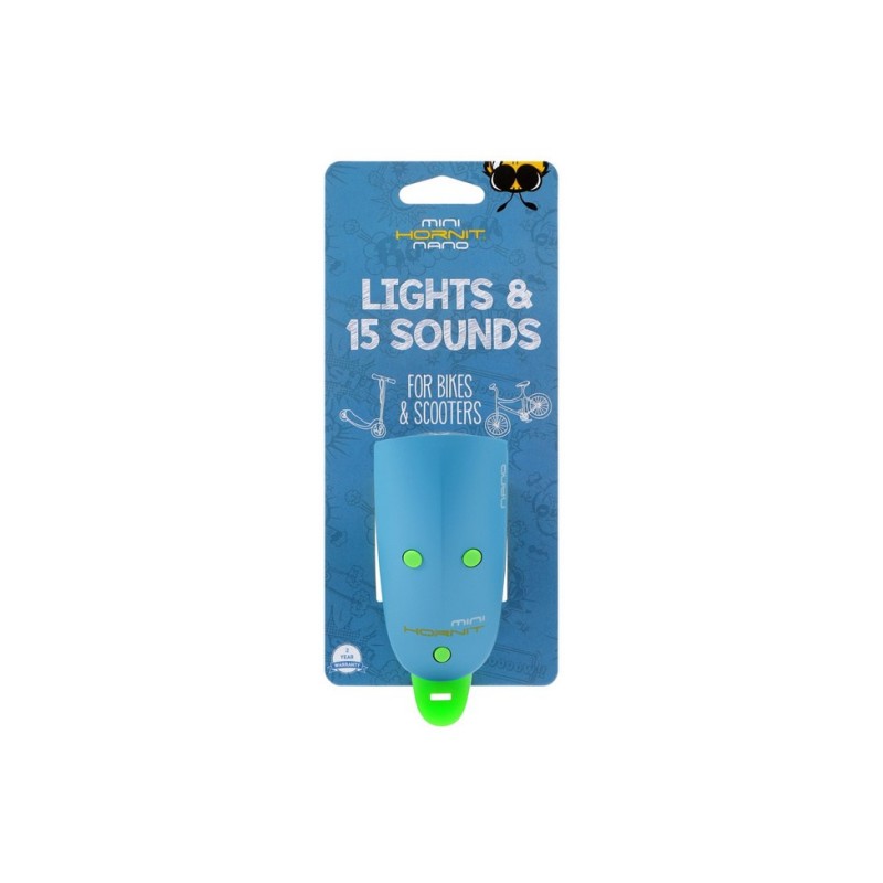 Mini Hornit NANO je najbolj zabaven majhen dodatek za kolesa in skiroje, ki je luč in zvonec v enem!

V štirih različnih barvnih kombinacijah. Preprosto se pritrdi na vsak poganjalec, skiro ali kolo. Opremljen s 15 zvoki in 3 načini nastavitve luči.