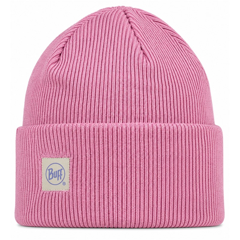 Originalna športna kapa BUFF® CrossKnit Beanie Solid Camelia v privlačnem rožnato-koralnem odtenku. Funkcionalna pletena kapa s hitro sušečo konstrukcijo in odsevnimi elementi, primerna za tek, pohodništvo, rekreacijo ter vsakodnevno uporabo v hladnejšem vremenu.