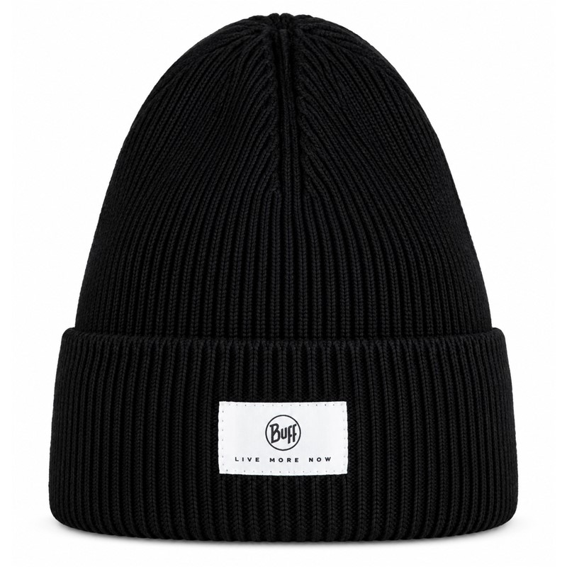 Originalna črna pletena kapa BUFF® Knitted Beanie Drisk Black iz 100 % organskega bombaža. Mehka, zračna in udobna kapa v klasični črni barvi, primerna za jesenske sprehode, milejše zimske dni in vsakodnevno uporabo.