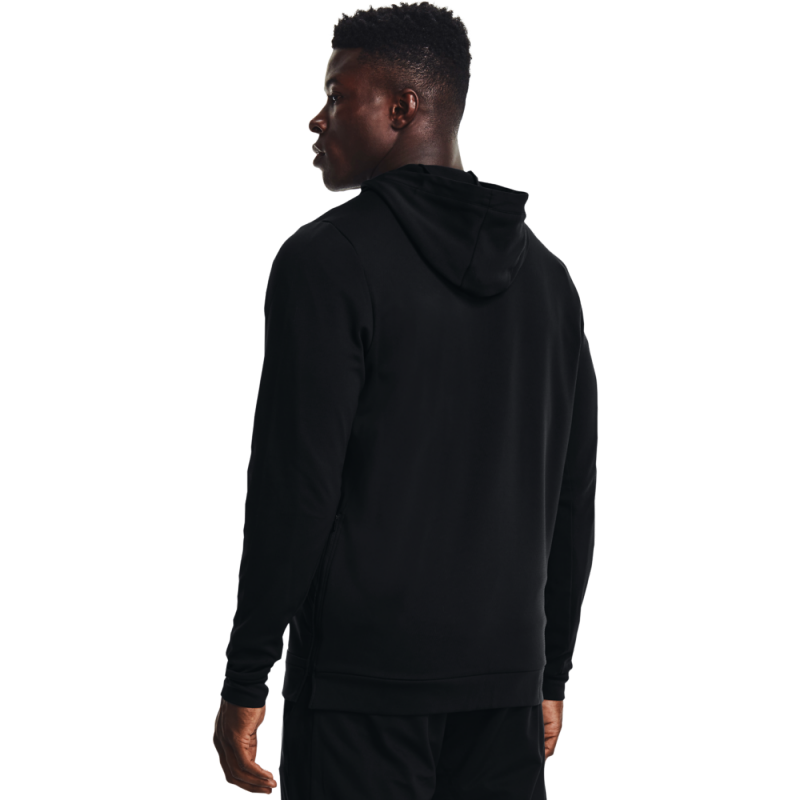 Under Armour Rush All Purpose FZ HD is a men's hoodie suitable for running and various other activities. It is made from a pleasant synthetic material that dries quickly and effectively wicks moisture. It features a zipper, a hood, and two pockets.
