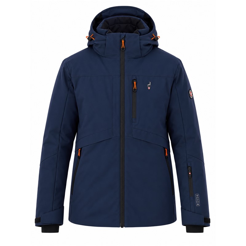 Moška smučarska jakna AULP EMMET NAVY v elegantni temno modri barvi. Model z membrano 15K/15K, raztegljivim materialom Mechanical Stretch, sintetično izolacijo, snemljivo kapuco, notranjimi manšetami iz lycre, snežno zaščito v pasu, vodotesnimi zadrgami in žepom za smučarsko vozovnico. Primerna za smučanje in vsakodnevno zimsko uporabo.