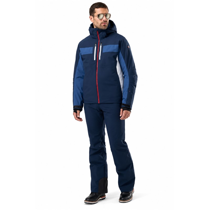 Moška smučarska jakna DUVILLARD CORIAN OCEAN z vodoodporno in zračno membrano 20K/20K, izolacijo PrimaLoft® Black Eco iz recikliranega poliestra, raztegljivim materialom 4-Way Stretch, popolnoma zatesnjenimi šivi, ojačanimi rameni in komolci, odstranljivo kapuco, prezračevanjem pod pazduhami ter odstranljivim snežnim krilom. Elegantna modra barva OCEAN zagotavlja sodoben smučarski videz.