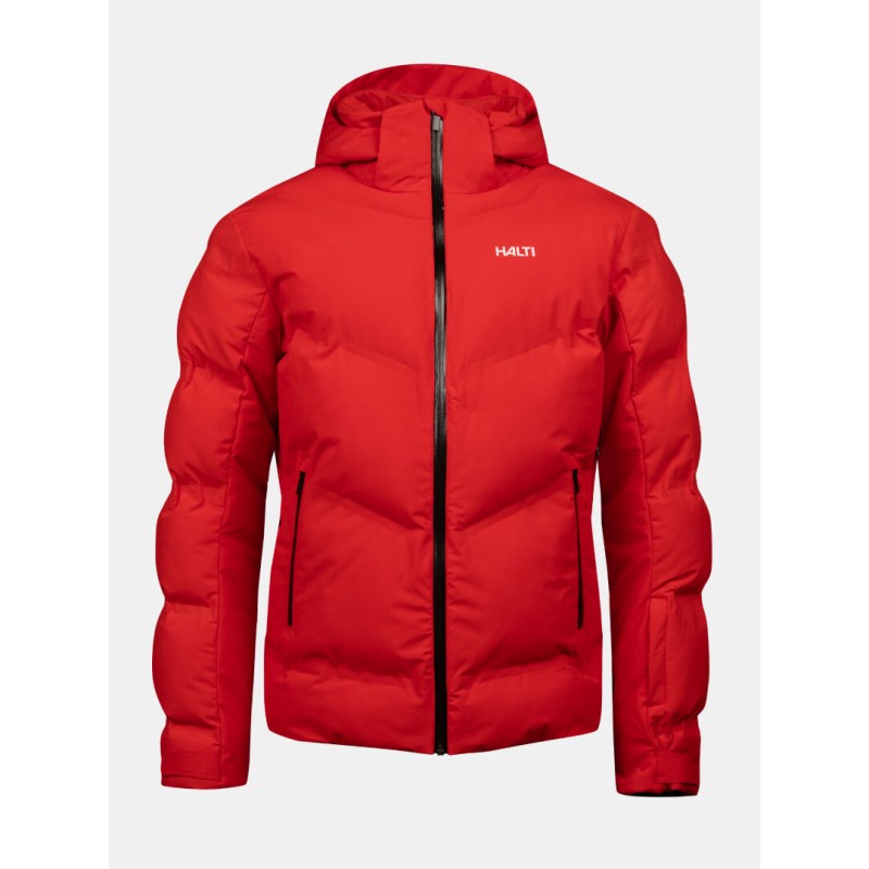 Moška smučarska jakna HALTI Nordic Arcty II Red v atraktivni rdeči barvi E65 Halti Red. Napredna brezšivno varjena izolacijska konstrukcija Microtherm Arcty, izolacija Microtherm Thermofill iz 100 % recikliranega poliestra ter vodoodporen material X-Welded zagotavljajo učinkovito zaščito pred mrazom in vlago. Jakna ima vodni stolpec 15.000 mm, zračnost 15.000 g/m²/24 h, snemljivo kapuco, prezračevalne odprtine, vodoodbojne zadrge in notranjo snežno zaščito.