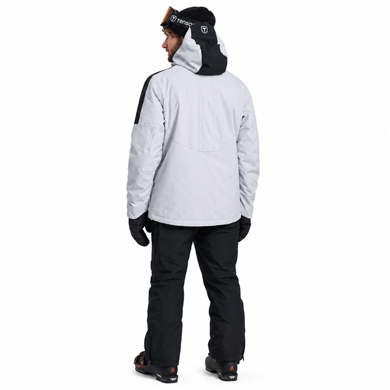 Men's ski jacket TENSON CORE in gray color. MPC Plus™ membrane provides a water column of 8,000 mm and breathability 8,000 g/m²/24 h. The jacket has Air-Push 120 g/m² insulation, taped seams, waterproof zippers, removable adjustable hood, snow gaiter, internal Lycra cuffs and practical pockets. Suitable for alpine skiing and other winter activities.