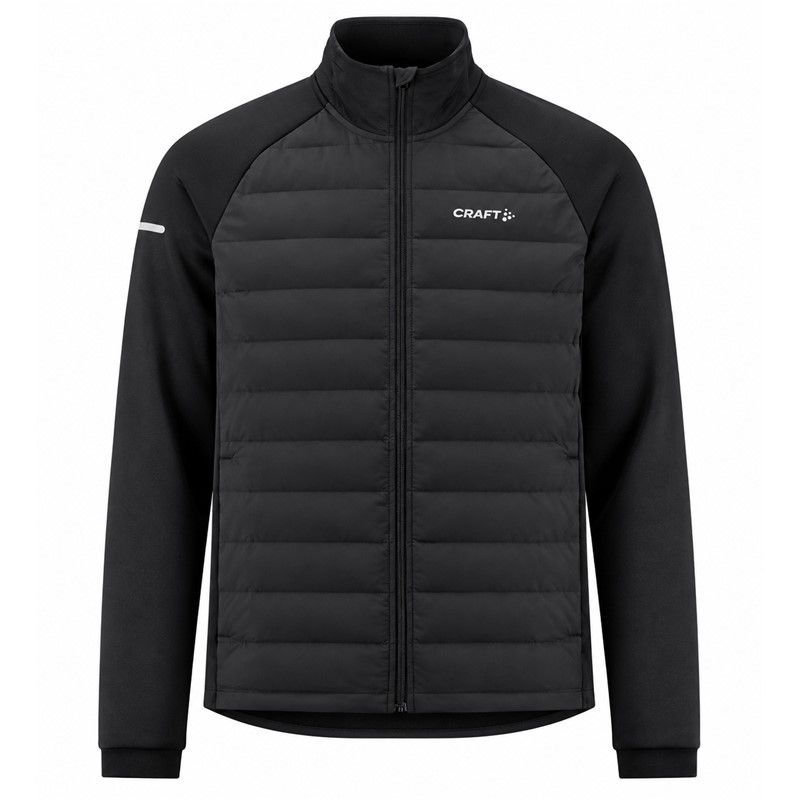 Originalna moška tekaška jakna CRAFT SubZ Jacket 4 M Black v črni barvi. Funkcionalna zimska jakna s trisl ojno protivetrno zaščito in lahko izolacijo spredaj, dvoslojno konstrukcijo z mrežasto podlogo na rokavih in hrbtu, perforiranimi prezračevalnimi območji, dvema žepoma s skritima zadrgama ter odsevnimi elementi. Primerna za zimski tek, intenzivne treninge in rekreacijo v hladnejšem vremenu.