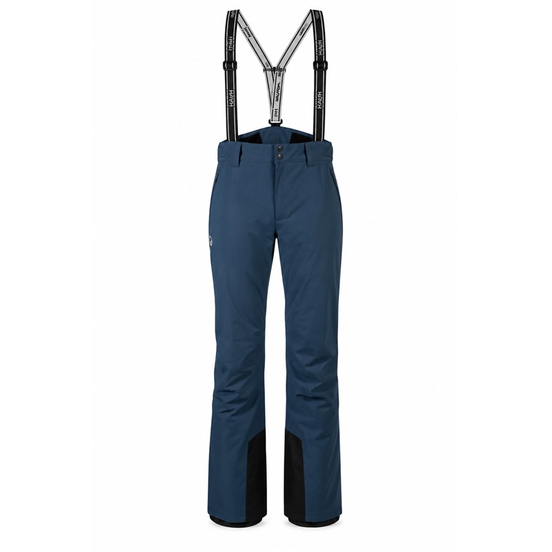 Men's ski pants HALTI Lasku BIG DIPPER BLUE with a water column 15,500 mm and breathability 17,000 g/m²/24 h. DrymaxX Ultimate membrane, Microtherm Dynamic 40 g insulation, 4-way stretch material, removable suspenders, adjustable waistband, reinforced leg endings and interior ski gaiters provide protection, warmth and comfort while skiing.