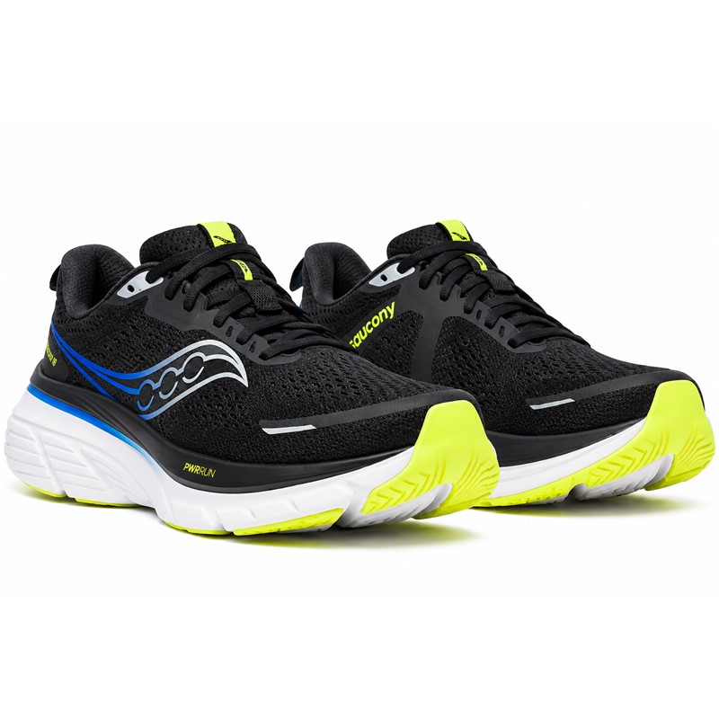Stabilne in maksimalno udobne moške tekaške superge Saucony Guide 18 s CenterPath tehnologijo, PWRRUN blaženjem in PWRRUN  vložkom za vsakodnevne cestne teke.
