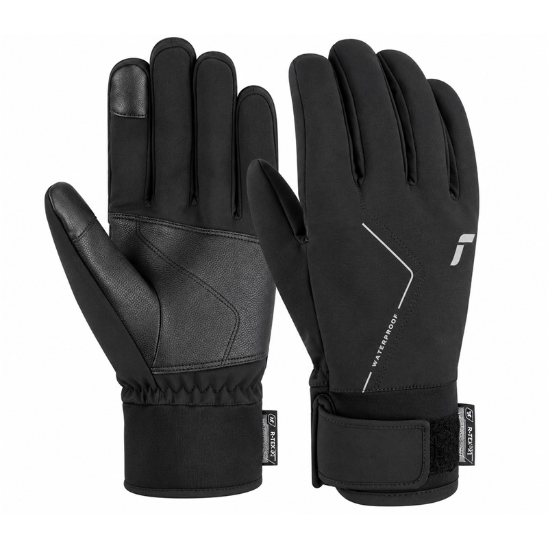 Multifunkcijske rokavice REUSCH DIVER X R-TEX® XT TOUCH-TEC™ v barvi BLACK/SILVER z nepremočljivo, protivetrno in zračno membrano R-TEX® XT, zunanjo tkanino Softshell, notranjo podlogo MicroActive, tehnologijo TOUCH-TEC™ za uporabo zaslonov na dotik, ojačano dlanjo in nastavljivo zapestno manšeto. Primerne za pohodništvo, kolesarjenje, zimske sprehode in različne aktivnosti na prostem.