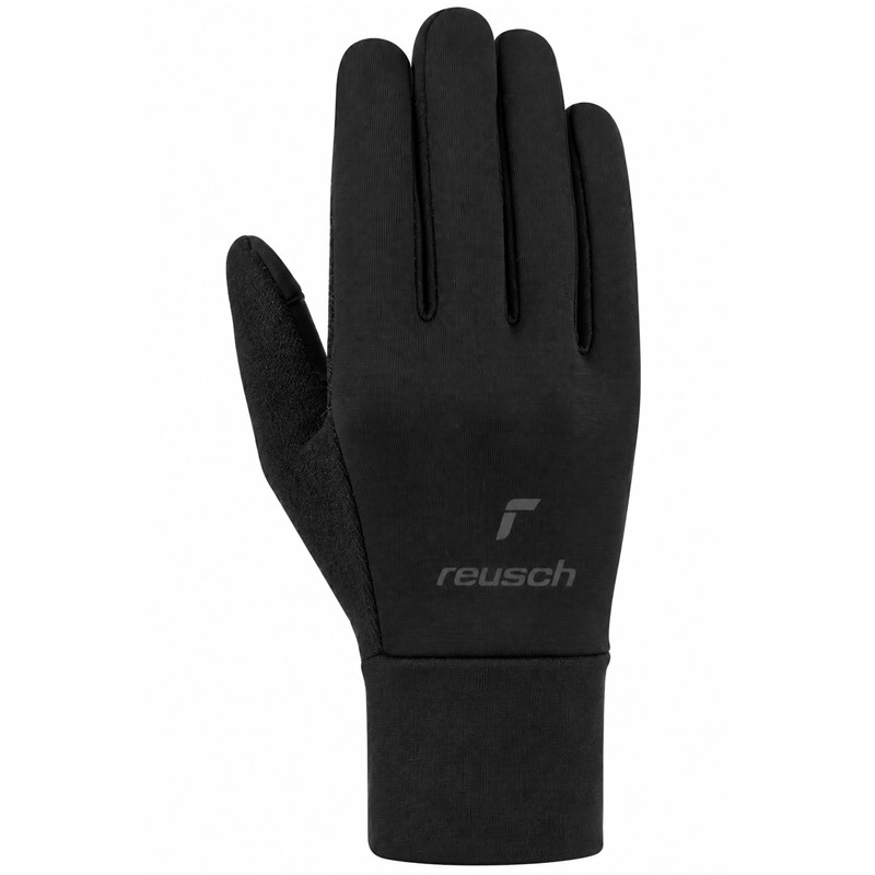 Multifunkcijske rokavice REUSCH LIAM TOUCH-TEC™ v črni barvi BLACK iz funkcionalnih materialov Fleece, Terry Cotton in Stretch Mesh, z vetrovno zaščito, izjemno zračnostjo, tehnologijo TOUCH-TEC™ na palcu in kazalcu, silikonskim potiskom na dlani, oprijeto zapestno manšeto Tight Cuff, zanko Pull 