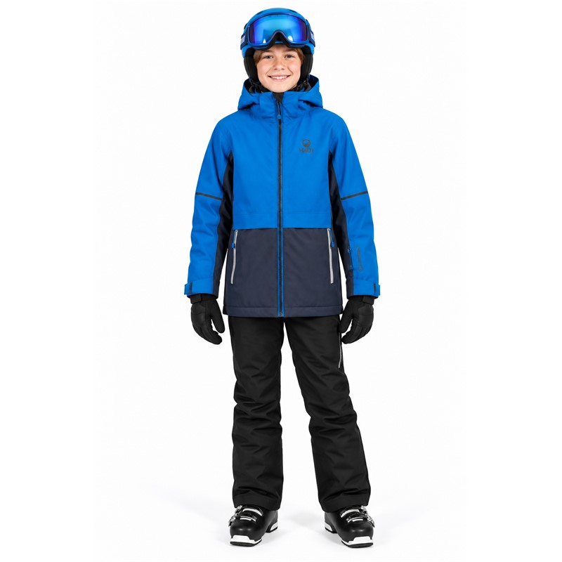 Otroška smučarska jakna HALTI PEETS SPORT BLUE v športni modri barvi. Membrana DrymaxX® zagotavlja vodni stolpec 10.000 mm in zračnost 10.000 g/m²/24 h. Izolacija Microtherm® Dynamic 120 g/m² skrbi za prijetno toploto. Jakna ima lepljene šive, snemljivo kapuco, dva stranska žepa, žep za smučarsko vozovnico, notranji prsni žep in odsevne detajle. Primerna je za smučanje, sankanje in druge zimske aktivnosti.