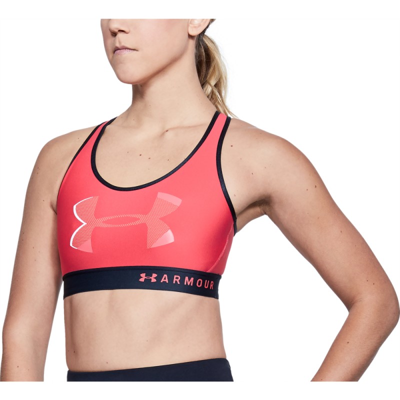 UA ARMOUR MID KEYHOLE BIG LOGO Women's Sports Bra