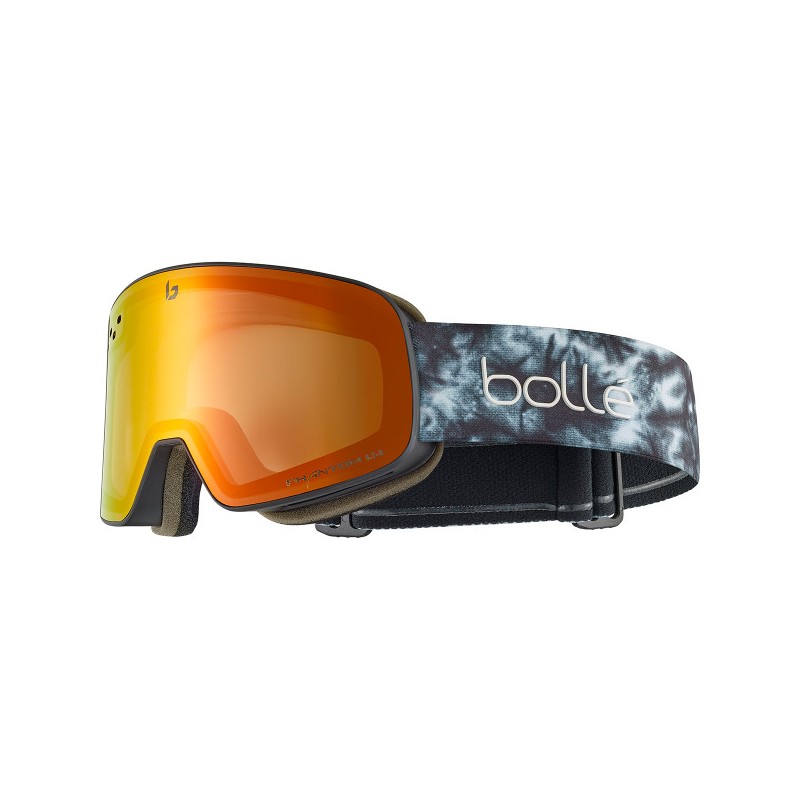 Bollé Nevada Black Tie Dye Matte – Phantom Fire Red (Photocromic) ski goggles combine a bold, fashionable look with top technical features suitable for demanding winter conditions.