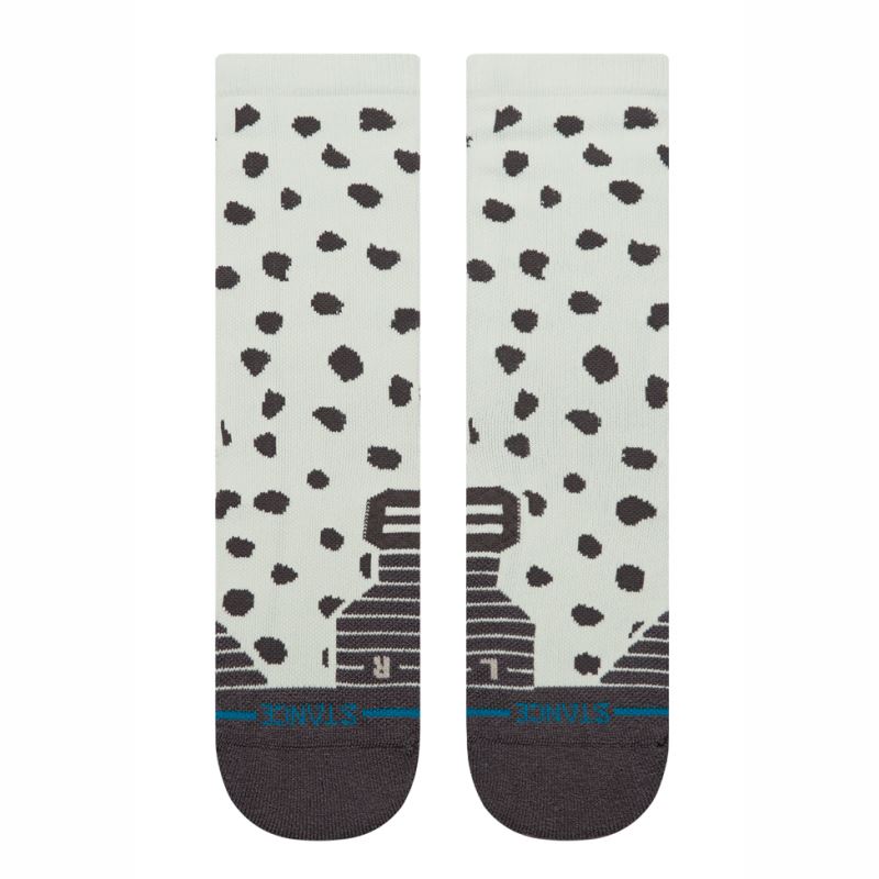 Nogavice STANCE Leopard LBU M Crew Med v svetlo modri barvi z leopardjim vzorcem, srednje visoke športne in lifestyle nogavice za vsakodnevno uporabo.