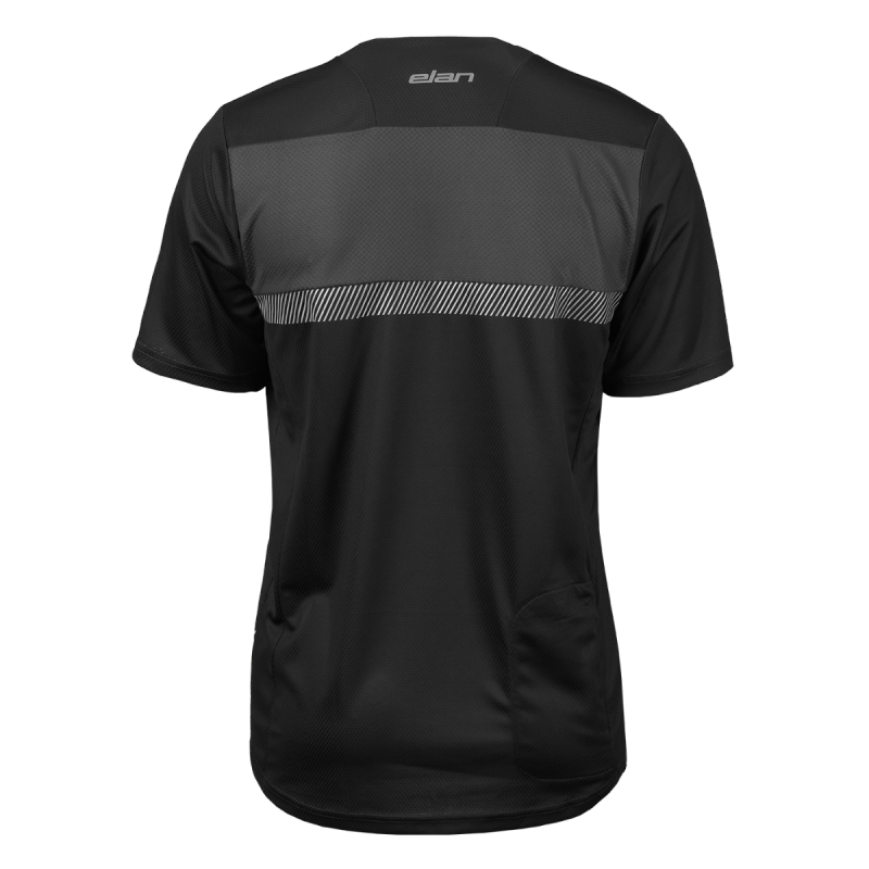 Moška kolesarska majica Elan Bike v črni barvi, udobna in zračna, primerna za kolesarjenje v toplih pogojih.