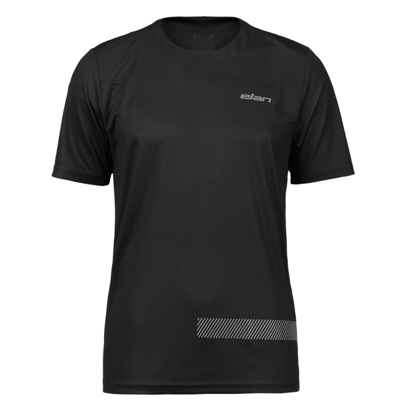 Moška kolesarska majica Elan Bike v črni barvi, udobna in zračna, primerna za kolesarjenje v toplih pogojih.
