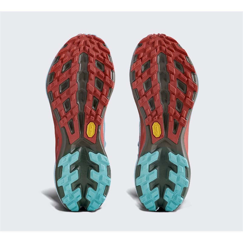 Unisex trail tekaške superge X-BIONIC TERRASKIN X02 Burnt Red Aqua Dark Kaki z Vibram MegaGrip podplatom