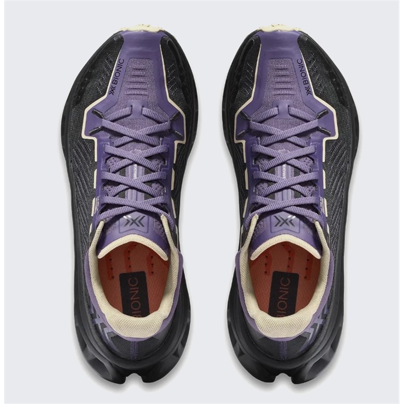 Vijolično-črne unisex trail superge X-BIONIC TERRASKIN X03 Deep Purple X Black Sand z Vibram MegaGrip podplatom