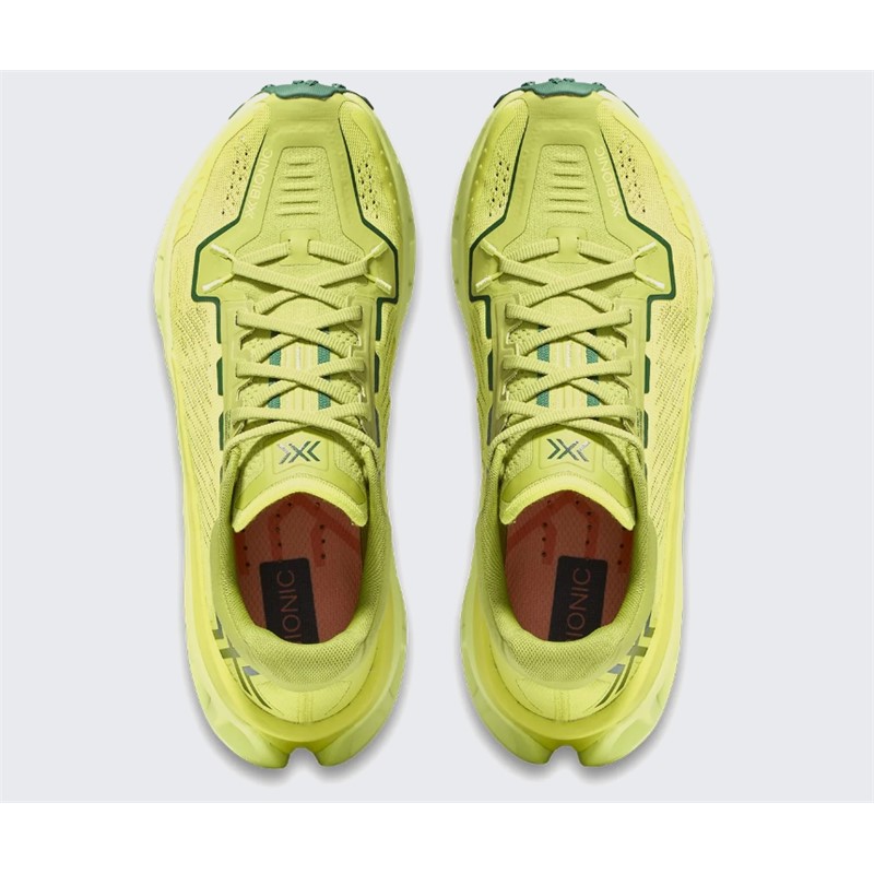 Zeleno-rumene unisex trail superge X-BIONIC TERRASKIN X03 Electric Energy Dark Green z Vibram MegaGrip podplatom