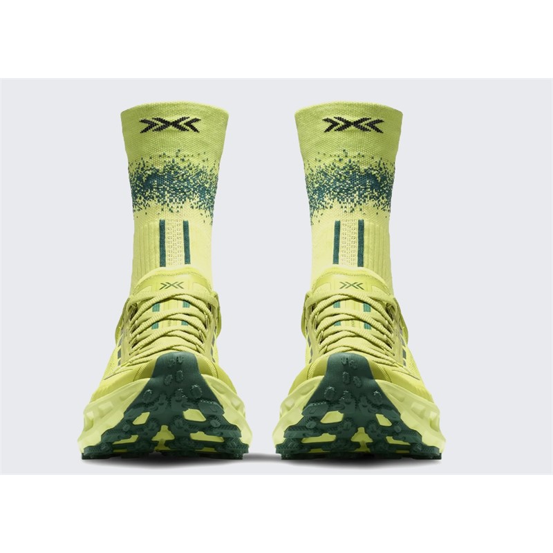 Zeleno-rumene unisex trail superge X-BIONIC TERRASKIN X03 Electric Energy Dark Green z Vibram MegaGrip podplatom