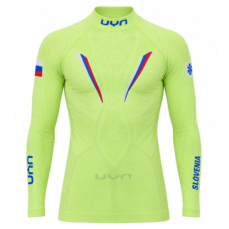 UYN NATYON BIOMORPH SLOVENIA je vrhunska unisex funkcionalna majica z dolgimi rokavi in visokim ovratnikom, zasnovana za smučanje in intenzivne zimske aktivnosti, z inovativnimi materiali BioLight, Ecolypt, Flexicorn in Kapok.