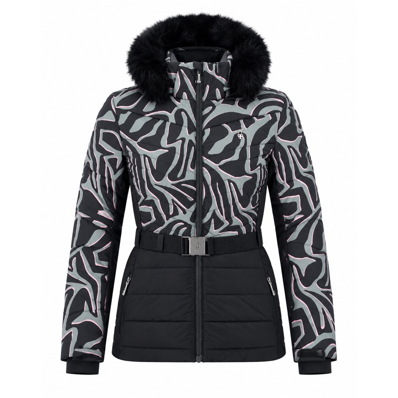 Ženska smučarska jakna AULP CAPRI AO WILD FLORA z vodoodporno in zračno membrano, toplotno izolacijo do 300 g, raztegljivimi softshell vložki, odstranljivo kapuco, snežnim krilom in elegantnim ženskim krojem. Izrazit cvetlični vzorec in sijoča zunanja tkanina zagotavljata sodoben športni videz.