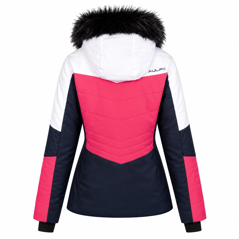 Ženska smučarska jakna AULP SANDI PINK FLASH v izraziti rožnati barvi. Membrana 15K/15K zagotavlja vodni stolpec 15.000 mm in zračnost 15.000 g/m²/24 h. Jakna ima sintetično izolacijo, snemljivo kapuco, odstranljivo umetno krzno, notranjo snežno manšeto s protizdrsnim trakom ter Lycra manšete z odprtinami za palce. Odlična izbira za smučarke, ki želijo funkcionalno in elegantno smučarsko oblačilo.